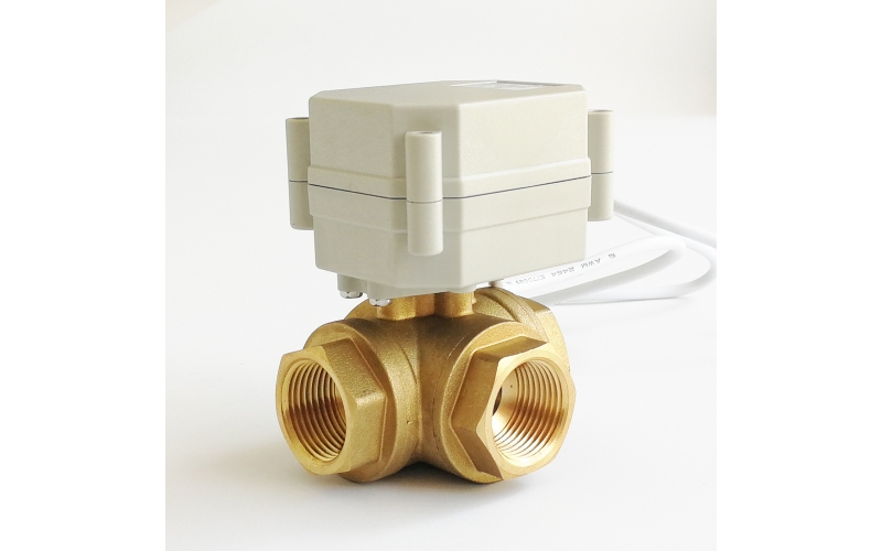 3Nm Brass 3-Way Electric Ball Valve CE certified, IP67 Metal Gears