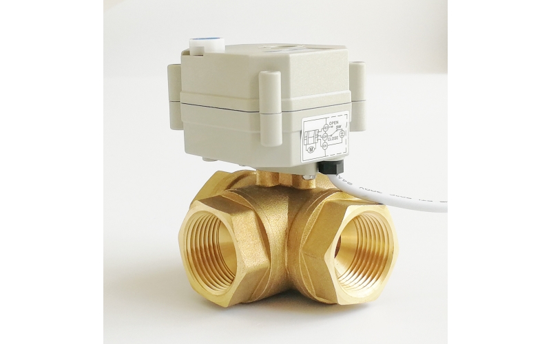 3Nm Brass 3-Way Electric Ball Valve with position indicator CE certified, IP67 Metal Gears