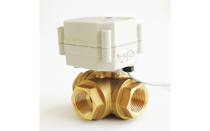 3Nm Brass 3-Way Electric Ball Valve with position indicator CE certified, IP67 Metal Gears