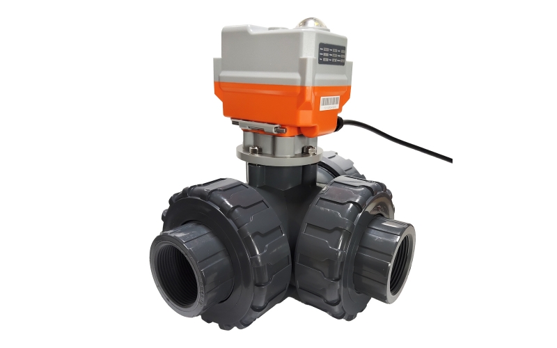 20Nm 3-Way UPVC True Union End Motorized Ball Valve with BSP, NPT or Glue End with ANSI, DIN or JIS standard