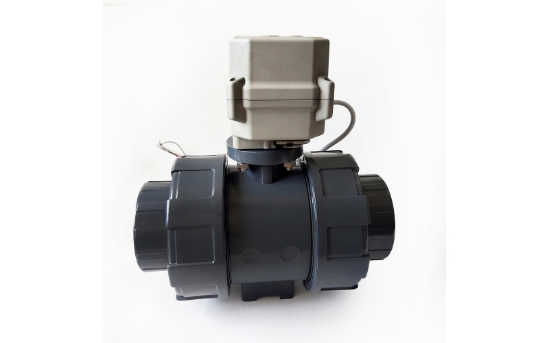 15Nm Electric Proportional Ball Valve, UPVC material 2 Way True Union type ISO5211 Standard connection